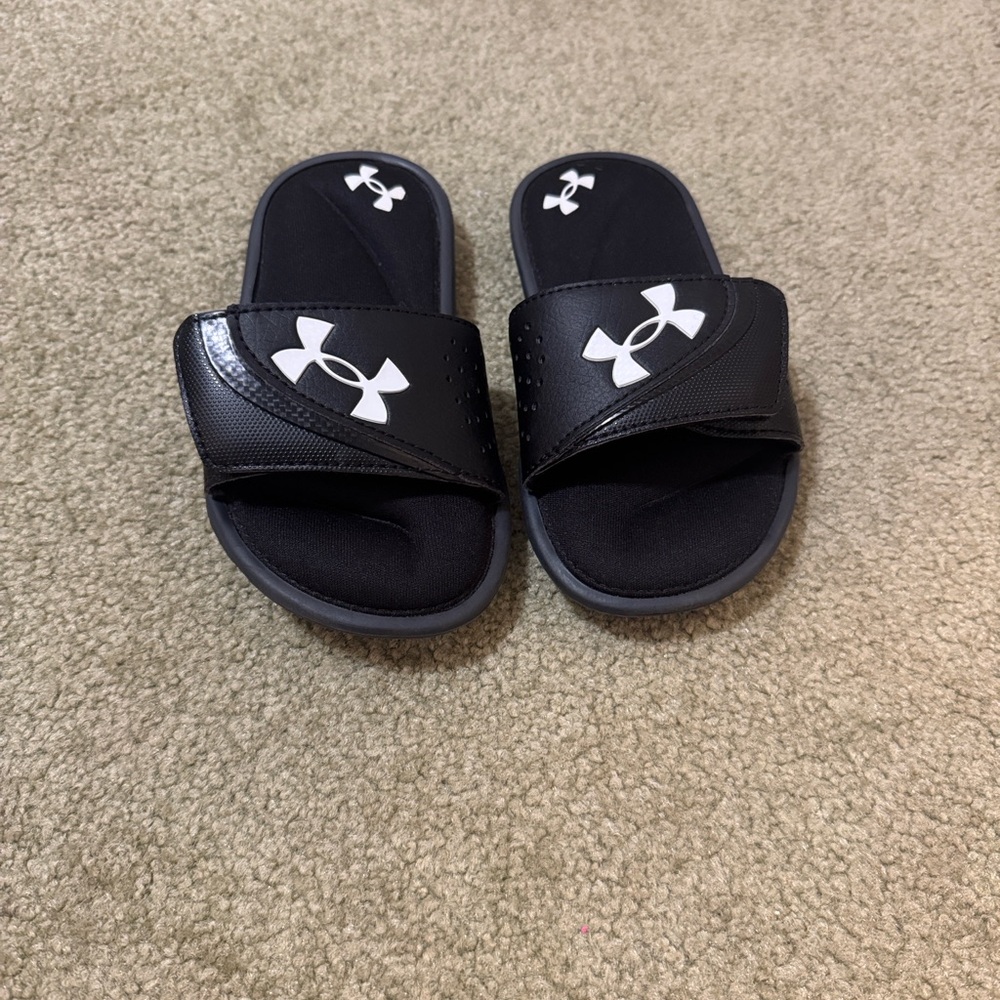 Under Armour Kids Black and White Slide Sandals